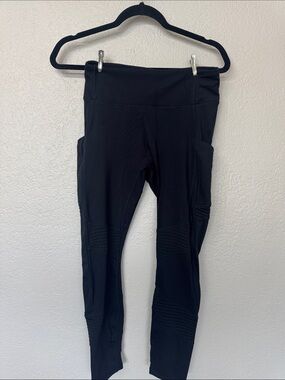 Fabletics Black Ribbed Detail High-Waist Leggings